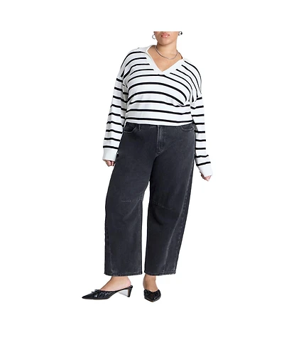 Eloquii Women's Plus Size Dart Detail Barrel Leg Jean
