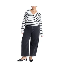 Eloquii Women's Plus Size Dart Detail Barrel Leg Jean