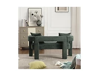 Modern Chenille Loveseat Bench, Comfy Upholstered 2-Seater Sofa for Living Room, Bedroom, & Leisure Areas-The Pop Home