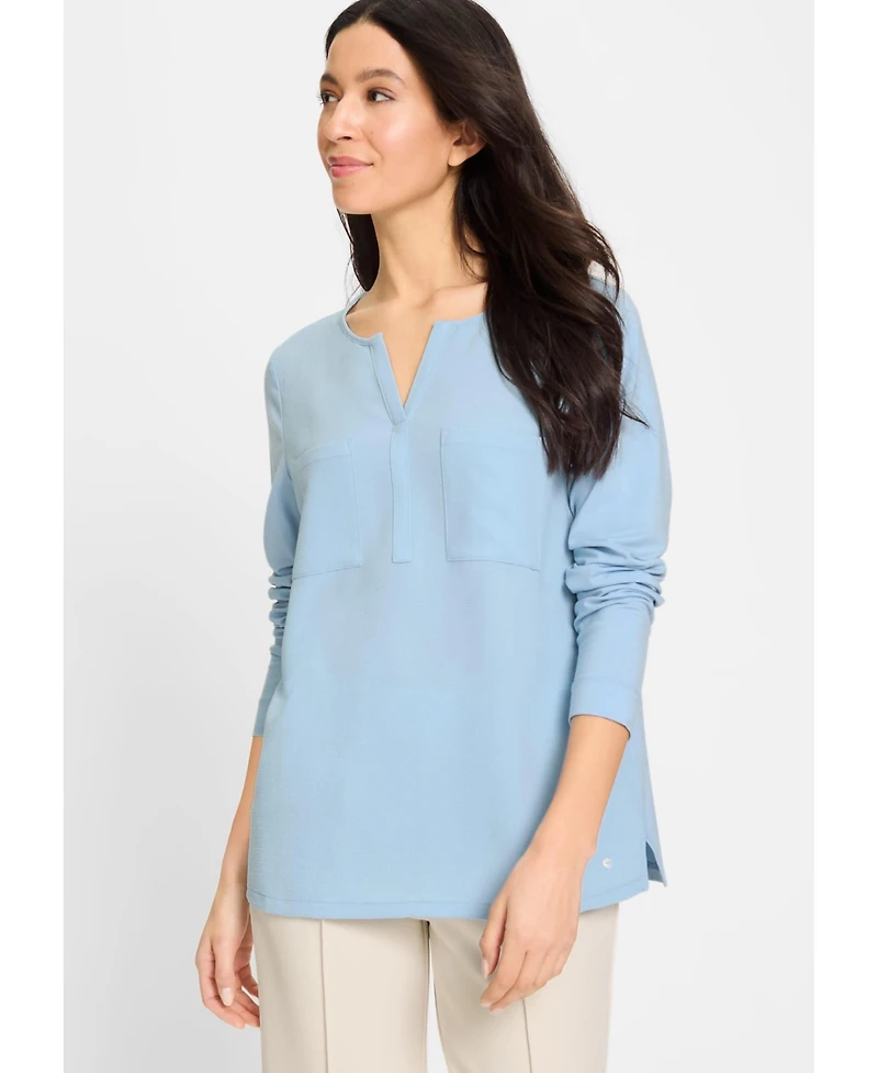 Olsen Women's Mixed Media Sequin Trim T-Shirt