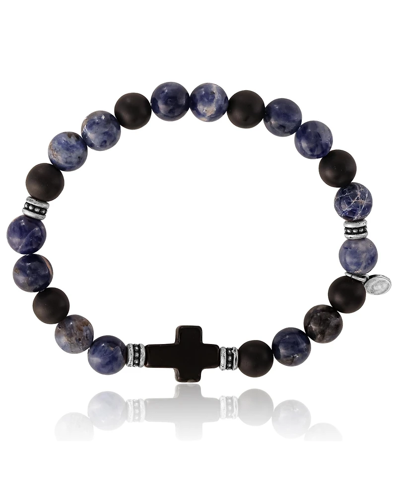 Lucky Brand Sodalite Bead Stretch Bracelets with Cross Accents