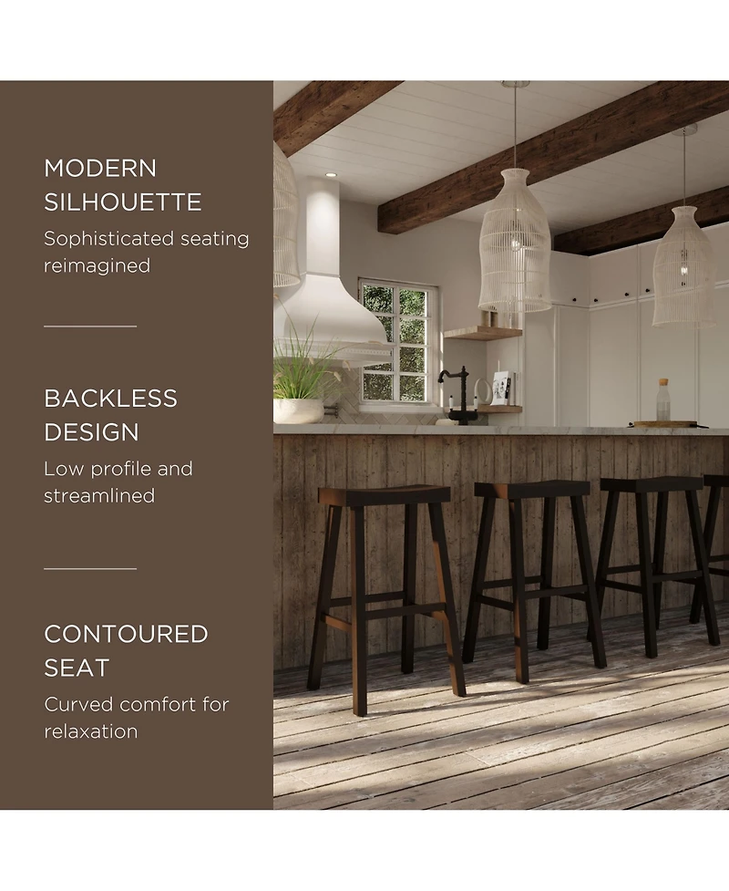 Maven Lane Vincent Wooden Rustic Aesthetic Kitchen Bar Stool, set of 2