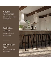 Maven Lane Vincent Wooden Rustic Aesthetic Kitchen Bar Stool, set of 2