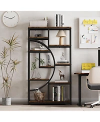 gaomon Retro Open Bookshelf, Tall Storage Rack with 9 Tiers