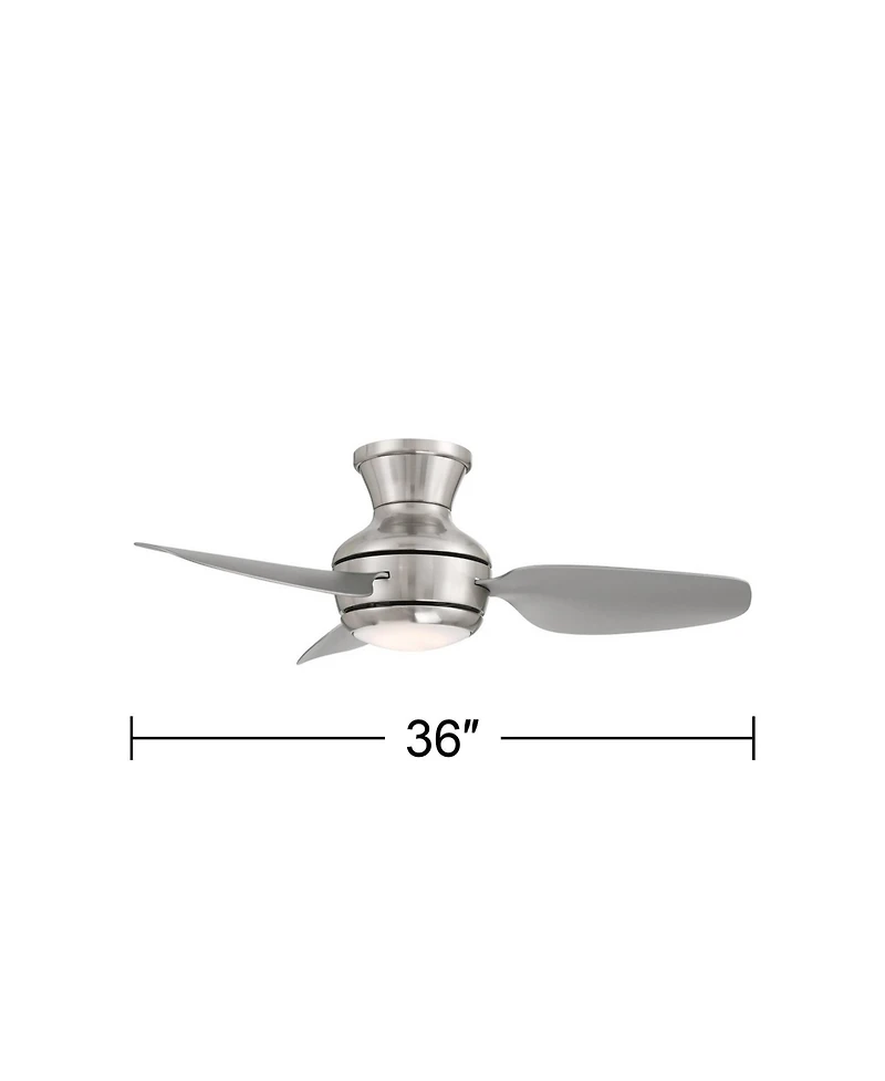Casa Vieja 36" Whirl Modern Indoor Outdoor Ceiling Fan 3 Blade Led Light Remote Control Brushed Nickel Finish Bedroom Patio Hugger