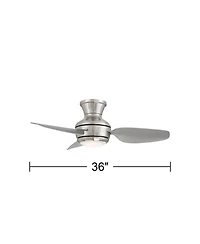 Casa Vieja 36" Whirl Modern Indoor Outdoor Ceiling Fan 3 Blade Led Light Remote Control Brushed Nickel Finish Bedroom Patio Hugger