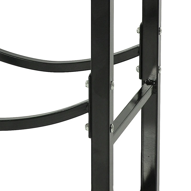 Indoor/Outdoor Steel Fire Pit or Fireplace Firewood Log Rack Holder with Hooks - 32"