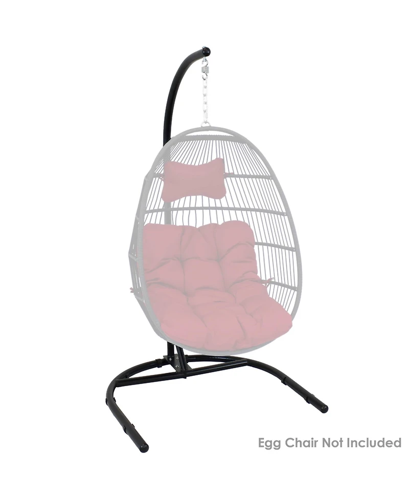 Outdoor Durable Powder-Coated Steel U-Shaped Hanging Egg Chair Swing Stand - 76" - Black