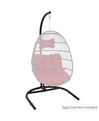 Outdoor Durable Powder-Coated Steel U-Shaped Hanging Egg Chair Swing Stand - 76" - Black