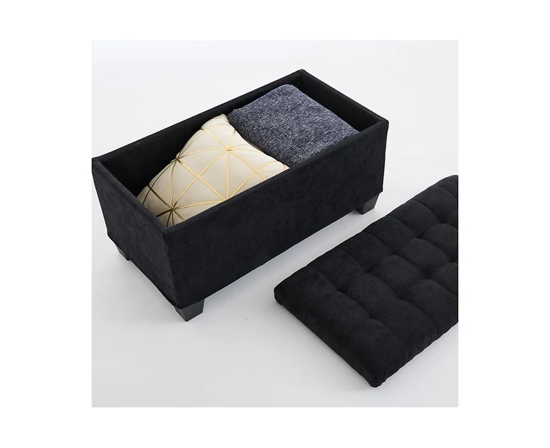 Storage Ottoman Bench with Metal Frame, Versatile Shoe Bench for Bedroom, Entryway, Living Room-The Pop Home