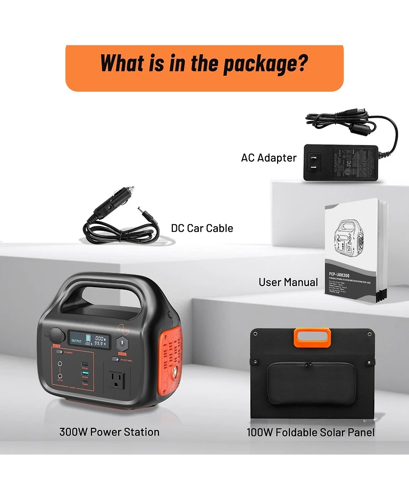 Mondawe 300W Portable Power Station with 100W Solar Panel