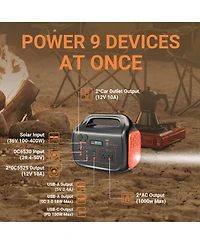 Mondawe 1000W Portable Power Station 1024Wh 6000mAh Solar Generator Power Supply with Ac Outlet