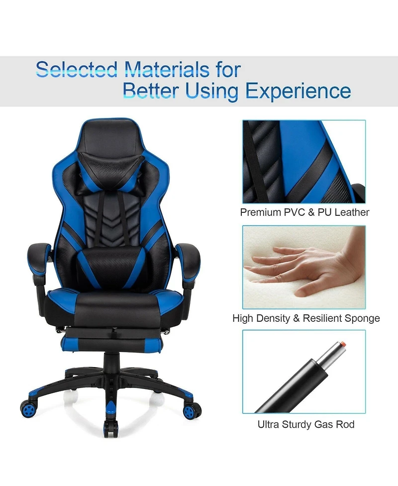 Gouun Adjustable Gaming Chair with Footrest for Home Office