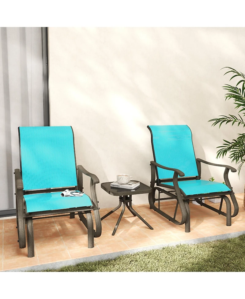 Outsunny 3-Piece Outdoor Gliders Set with Steel Frame, Table