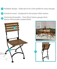 Indoor/Outdoor Patio or Dining Chestnut Wooden Folding Bistro Arm Chair