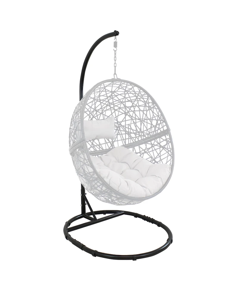 Durable Indoor/Outdoor Egg Chair Stand with Extra-Wide Round Base, Hardware and Powder-Coated Finish - 76" H - Black