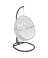 Durable Indoor/Outdoor Egg Chair Stand with Extra-Wide Round Base, Hardware and Powder-Coated Finish - 76" H - Black