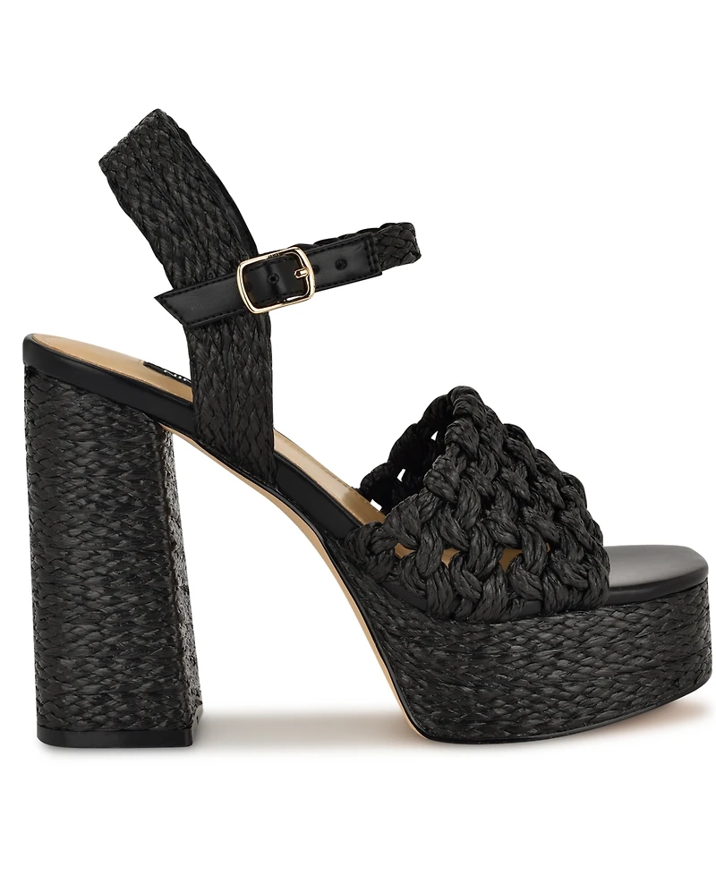 Nine West Women's Vadyn Woven Platform Block Heel Sandals