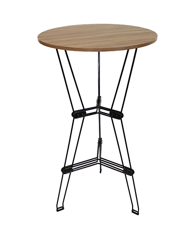 Indoor Modern Furniture Steel Wire Bar Table with Faux Woodgrain Tabletop - Brown