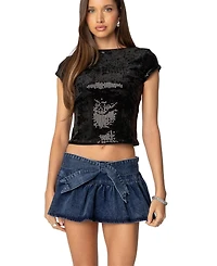 Edikted Womens Sequin Boat Neck Open Back Top