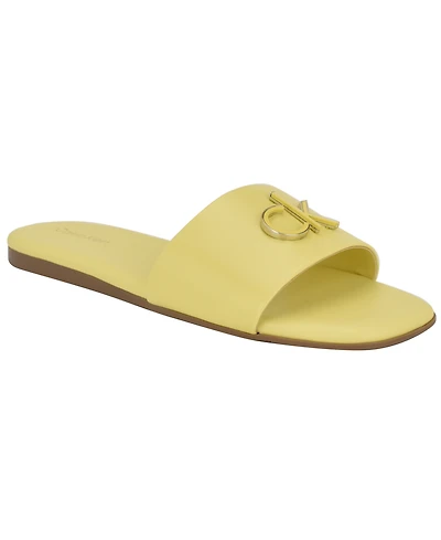 Calvin Klein Women's Yancie Logo Flat Slide Sandals