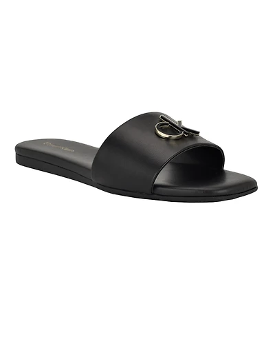 Calvin Klein Women's Yancie Logo Flat Slide Sandals