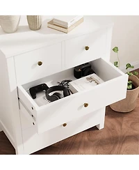 5 Drawer Dresser, Wooden Chest of Drawers, Modern Storage Tower with Metal Handles, Storage Organizer Unit with Deep Space for Bedroom, Living Room, H