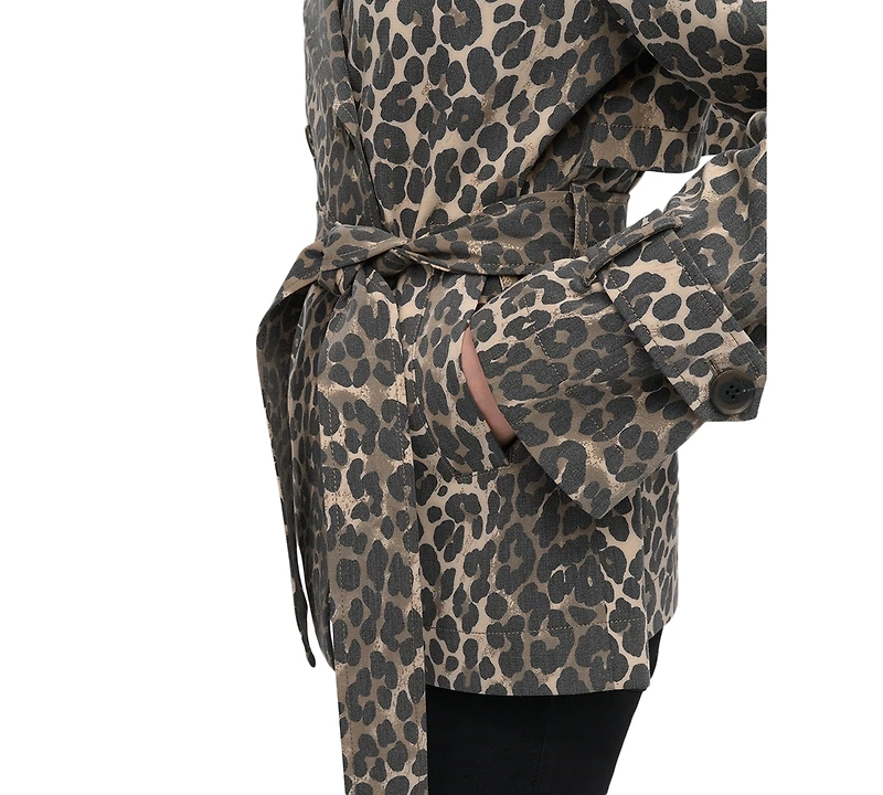 Dkny Petite Cotton Belted Notched-Collar Trench Coat