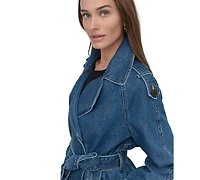Dkny Women's Short Belted Double-Breasted Trench Coat