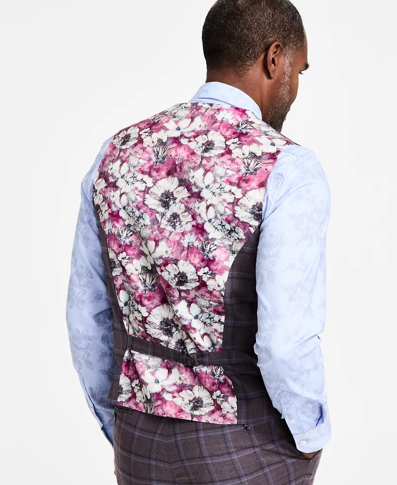 Tayion Collection Men's Regular-Fit Plaid Suit Vest