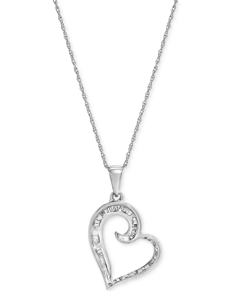 Diamond Heart 18" Pendant Necklace (1/5 ct. t.w.) in 10k White Gold