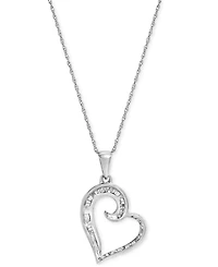 Diamond Heart 18" Pendant Necklace (1/5 ct. t.w.) in 10k White Gold
