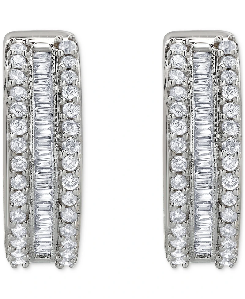 Diamond Triple Row Hoop Earrings (1/2 ct. t.w.) in 14k White Gold