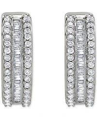 Diamond Triple Row Hoop Earrings (1/2 ct. t.w.) in 14k White Gold