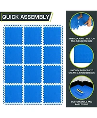 ProsourceFit Exercise Puzzle Mat 1/2-in, Blue, 48 Sq Ft - 12 Tiles