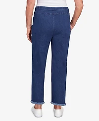 Alfred Dunner Women's Classic Denim Fringe Capri Pant