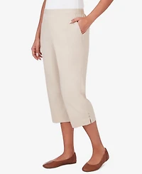 Alfred Dunner Women's Classic Twill Denim Split Hem Capri Jeans