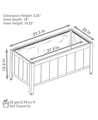 Acacia Wood Steel Framed Planter Box with Removable Planter Bag