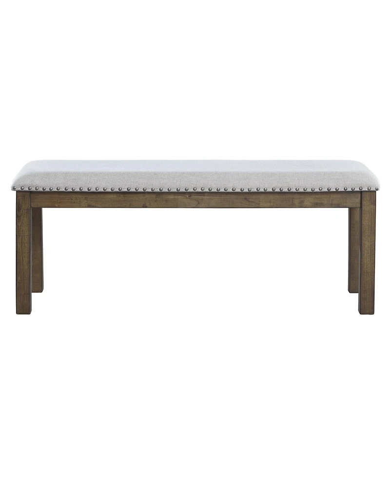Slickblue Nailhead Trim Wooden Dining Bench with Fabric Upholstery for Elegant Dining Room Seating