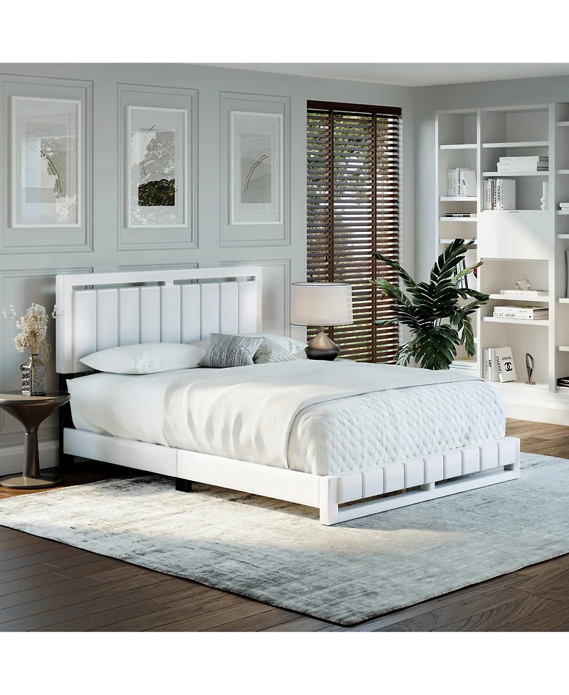 Boyd Sleep Belle Upholstered Platform Bed with Headboard, Mattress Foundation Strong 14 Wood Slat Supports, No Box Spring Required