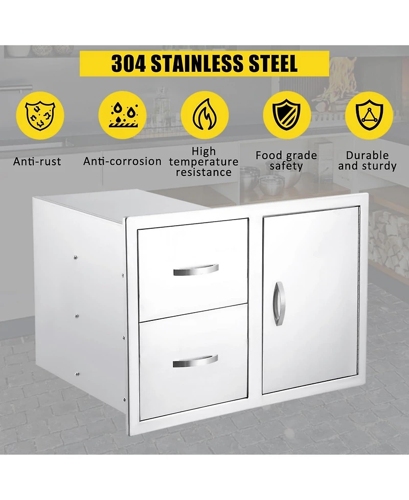 gaomon 33''W x 22''H x 22''D Outdoor Kitchen Drawer Combo with Paper Towel Rack, Bbq Access Door Drawers Combo with Stainless Steel, Perfect for Bbq G