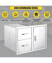 gaomon 33''W x 22''H x 22''D Outdoor Kitchen Drawer Combo with Paper Towel Rack, Bbq Access Door Drawers Combo with Stainless Steel, Perfect for Bbq G