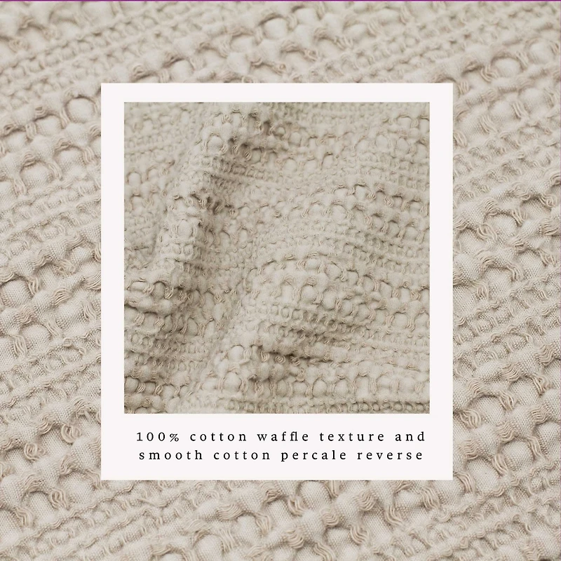 Linery & Co. 100% Cotton Reversible Waffle Weave / Percale Duvet Cover Set