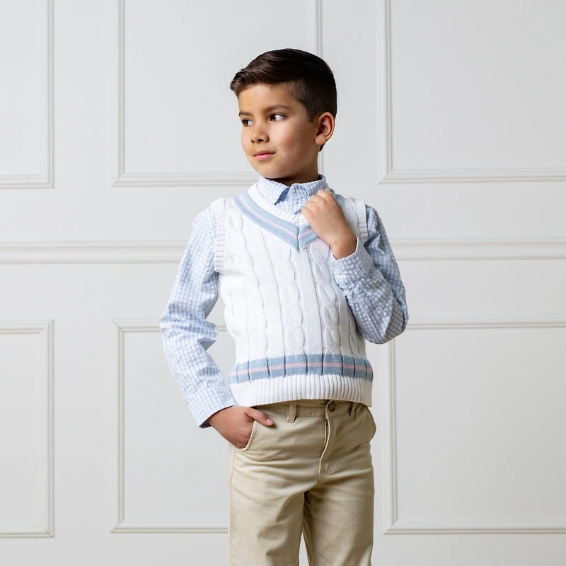 Hope & Henry Boys Organic V-Neck Cricket Sweater Vest