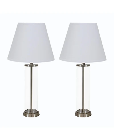 27.75" H Glass Cylinder Table Lamp Set of 2 with Shade