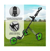 Jovial 3-Wheel Golf Push Cart with Deluxe Scorecard Holder
