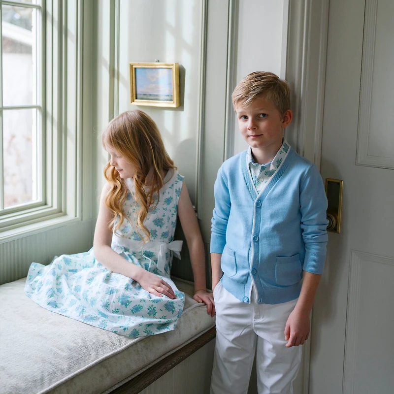 Hope & Henry Boys' Organic Long Sleeve Tipped Cardigan Sweater, Kids