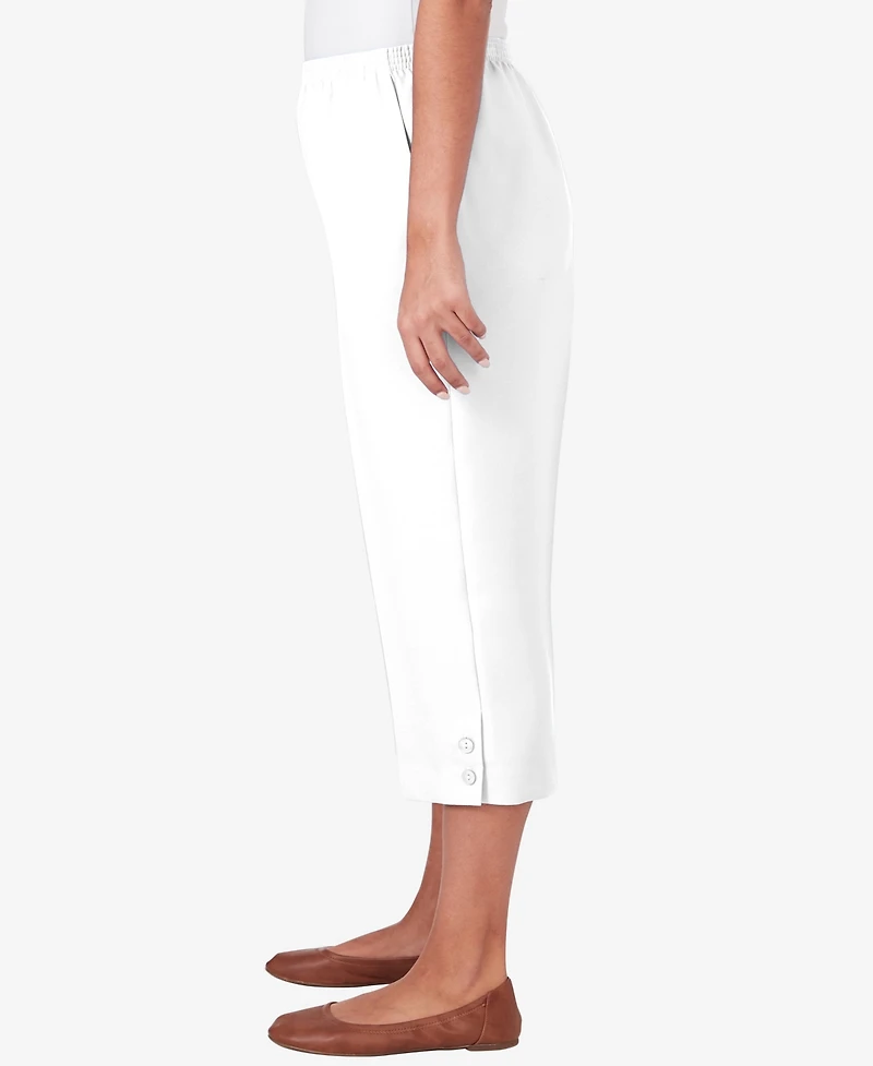 Alfred Dunner Petite Classics Button Hem Denim Capri Pants