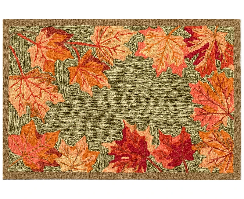 Liora Manne' Ravella Falling Leaves Border 2'x3' Area Rug