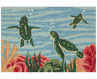 Liora Manne' Frontporch Swimming Baby Turtles 2'x3' Area Rug